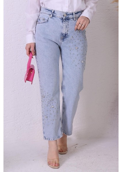 Kadın Taş Detaylı Bilek Boy Şık Kot Pantolon indirimleri