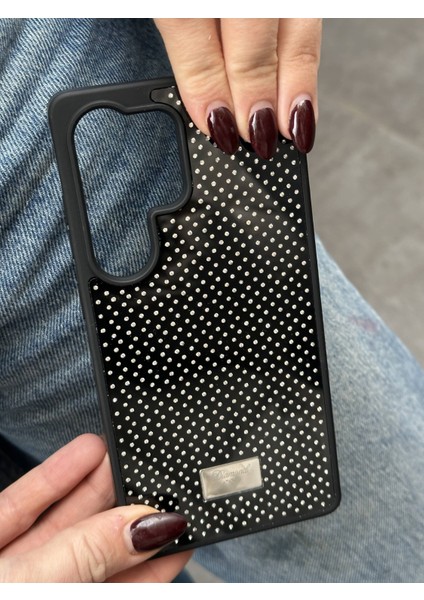 Samsung Galaxy S24 Ultra Uyumlu Elmas Pırlanta Taşlı Siyah Kılıf