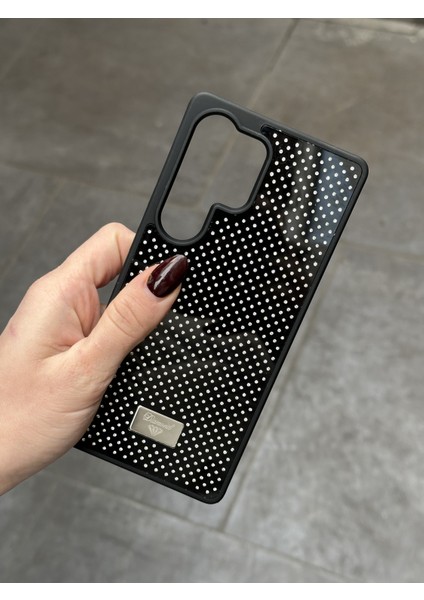 Samsung Galaxy S24 Ultra Uyumlu Elmas Pırlanta Taşlı Siyah Kılıf