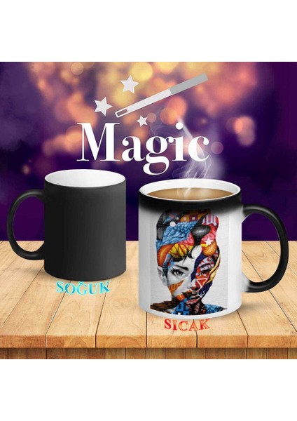 Audrey Hepburn Graffiti Baskılı Sihirli Fincan Kupa Bardak - KB855 fiyatları