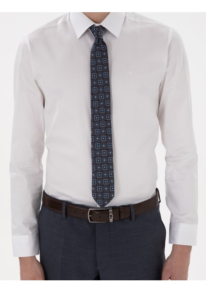 Erkek Beyaz Slim Fit Uzun Kollu Klasik Gömlek 50305127-VR013