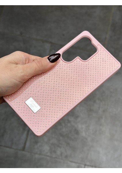 Samsung Galaxy S24 Ultra Uyumlu Elmas Pırlanta Taşlı Pembe Kılıf