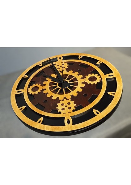 Steampunk Ahşap Duvar Saati