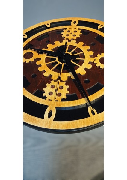 Steampunk Ahşap Duvar Saati