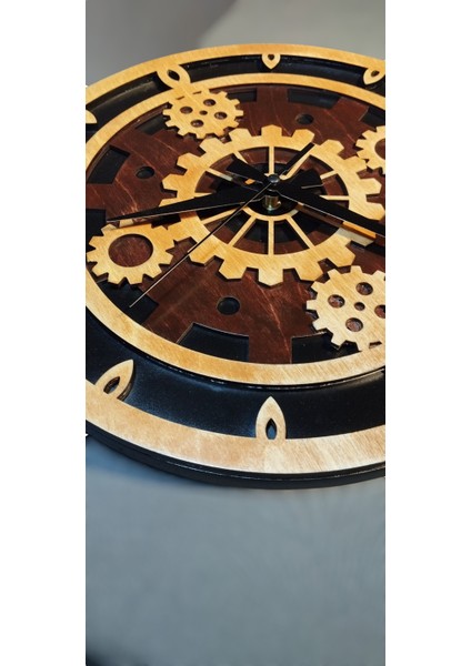 Steampunk Ahşap Duvar Saati
