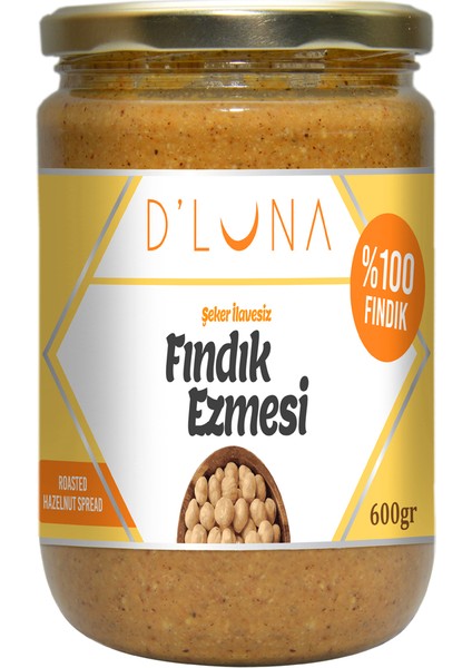 D’ Luna %100 Şeker Ilavesiz Fındık Ezmesi 600 gr