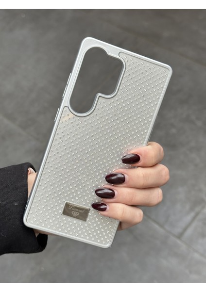 Samsung Galaxy S25 Ultra Uyumlu Elmas Pırlanta Taşlı Gümüş Kılıf