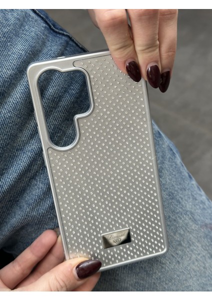 Samsung Galaxy S25 Ultra Uyumlu Elmas Pırlanta Taşlı Gümüş Kılıf