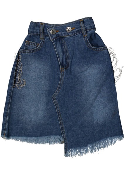 Zincir Detaylı Jeans Etek