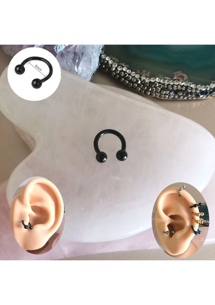 % 100 316 L Cerrahi Çelik Top Uçlu Mini At Nalı /c Piercing -Halka Çapı 6 mm / Top Çapı 3 Mm/1 Adet