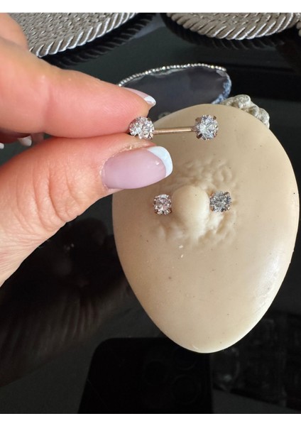 Cerrahi Çelik Zirkon Taşlı Rosegold Memeucu/nipple Piercingi- Bar Uzunluğu 12 Mm( 1 Çift) fırsatları