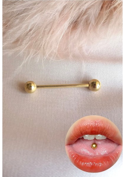 %100 316 L Cerrahi Çelik Dil Piercingi - 1 Adet
