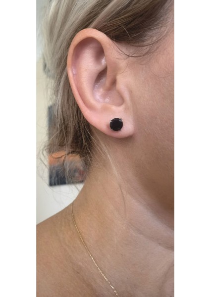 %100 Cerrahi Çelik Siyah Zirkon Taşlı Piercing/erkek Küpesi/bar Uzunluğu 6mm - 1 Adet-Taş Çapı 8 mm modelleri