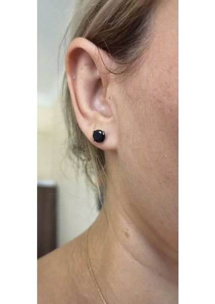%100 Cerrahi Çelik Siyah Zirkon Taşlı Piercing/erkek Küpesi/bar Uzunluğu 6mm - 1 Adet-Taş Çapı 8 mm indirimleri