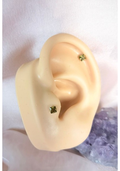 Iki Adet- %100 316 L Cerrahi Çelik Küçük Tek Taş Piercing - Bar Uzunluğu 6 Mm, Taş Çapı 3 mm fırsatları