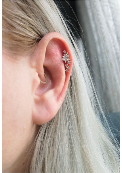 Cerrahi Çelik Yıldız Seli Piercing Küpesi- Bar Uzunluğu 6 Mm-Kalınlığı 1, 2 Mm-1 Adet