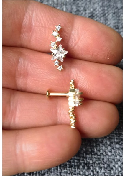 Cerrahi Çelik Yıldız Seli Piercing Küpesi- Bar Uzunluğu 6 Mm-Kalınlığı 1, 2 Mm-1 Adet fiyatları