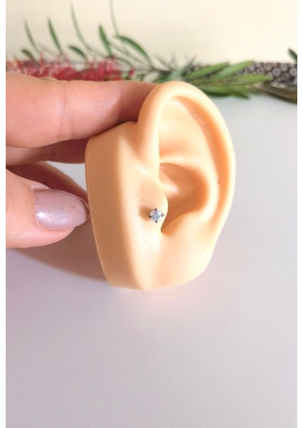 Zirkon Taşlı Cerrahi Çelik Labret Dudak Pıercıng /kulak Piercing - Taş Çapı 3,5mm - 1 Adet fiyatları