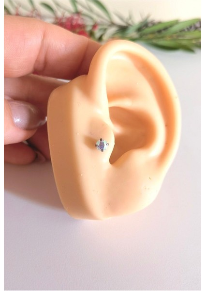 Zirkon Taşlı Cerrahi Çelik Labret Dudak Pıercıng /kulak Piercing - Taş Çapı 3,5mm - 1 Adet modelleri