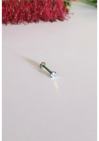 Zirkon Taşlı Cerrahi Çelik Labret Dudak Pıercıng /kulak Piercing - Taş Çapı 3,5mm - 1 Adet indirimleri