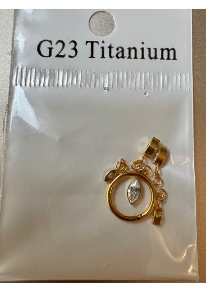 Damla Zirkon Sallantı Titanyum Kilitli Halka Piercing - Halka Çapı 8mm-(8mm x 1.2mm)-1 Adet indirimleri