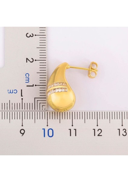 Paslanmaz Çelik Taşlı Damla Küpe-1 Çift modelleri