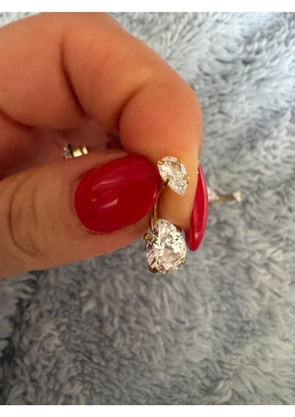 Cerrahi Çelik Damla Zirkon Taşlı Gold Göbek Piercingi - 1 Adet fiyatları