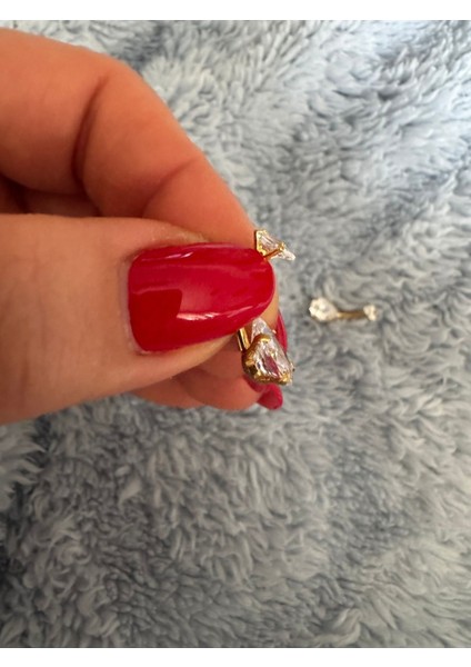 Cerrahi Çelik Damla Zirkon Taşlı Gold Göbek Piercingi - 1 Adet modelleri