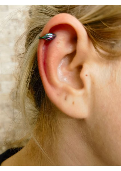 Tüylü Pirinç Siyah Halka Sıkıştırma Piercing / Earcuff /orbital / Helix - 1 Adet fırsatları