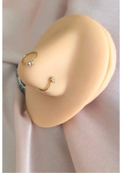 Cerrahi Çelik Zirkon Taşlı Halka Hızma - 1 Adet