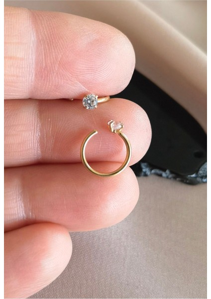 Cerrahi Çelik Zirkon Taşlı Halka Hızma - 1 Adet modelleri