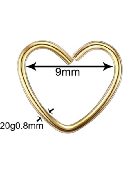 Cerrahi Çelik Ince Kalp Piercing/hızma - Kalınlık 0,8 mm - 1 Adet modelleri