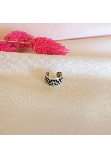 Etnik 6,5 mm Pirinç Antik Gümüş Halka Sıkıştırma Piercing / Earcuff - Tek Adet modelleri