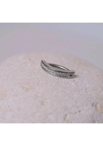 %100 316 L Cerrahi Çelik Zirkon Taşlı Curved Clicker Belly Piercing /göbek Piercingi - 1 Adet fırsatları