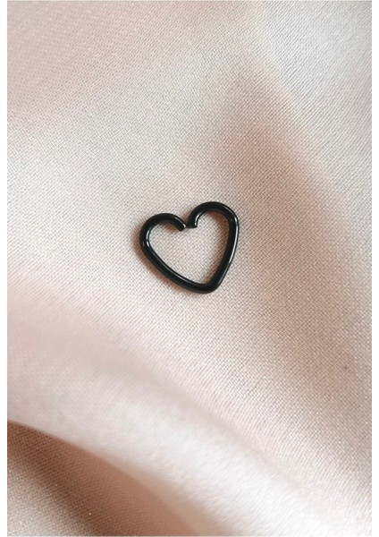 Cerrahi Çelik Kalp Piercing - 1 Adet -Halka Çap: 9 mm / Kalınlığı 0,8mm