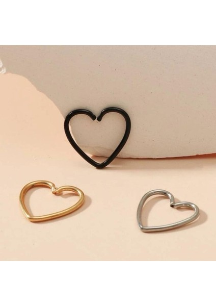 Cerrahi Çelik Kalp Piercing - 1 Adet -Halka Çap: 9 mm / Kalınlığı 0,8mm modelleri