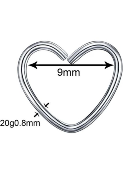 Cerrahi Çelik Kalp Piercing - 1 Adet -Halka Çap: 9 mm / Kalınlığı 0,8mm fırsatları