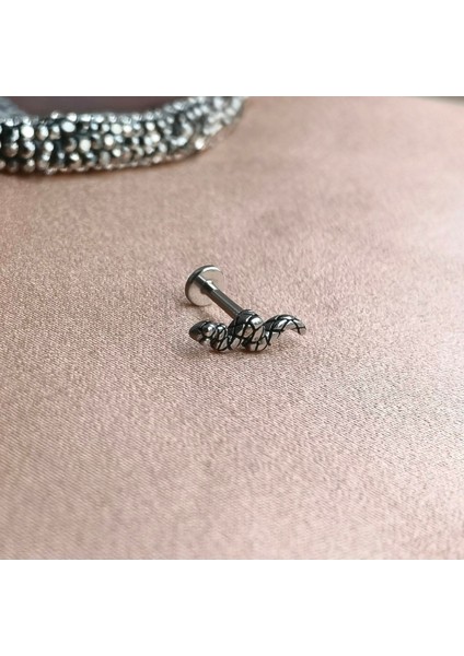Cerrahi Çelik Dokulu Yılan Piercing - 1 Adet fiyatları