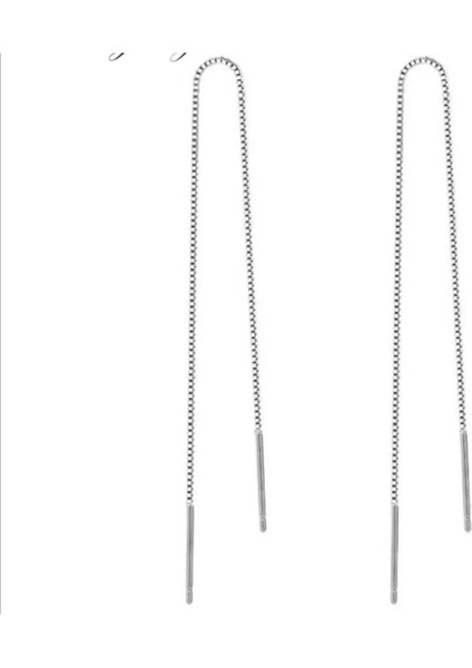 925 Ayar Gümüş Ince Zincir Küpe - 1 Çift modelleri