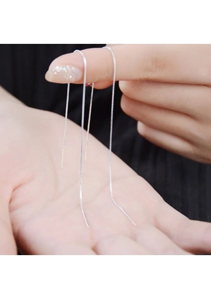 925 Ayar Gümüş Ince Zincir Küpe - 1 Çift indirimleri