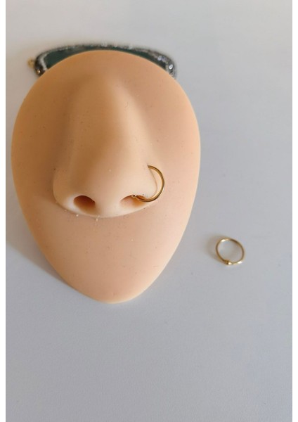 Cerrahi Çelik Top Stopperlı Ince Halka Hızma /piercing-Halka 8mm-Kalınlığı 0,8mm-Top Çapı 2MM-1ADET