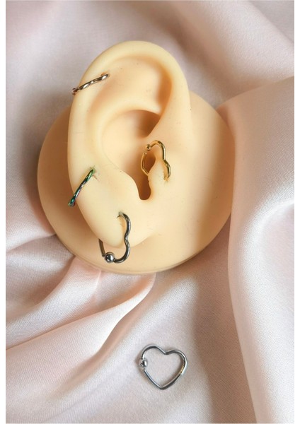 Cerrahi Çelik Kalp Piercing - Kalınlığı 1,2 mm - 1 Adet