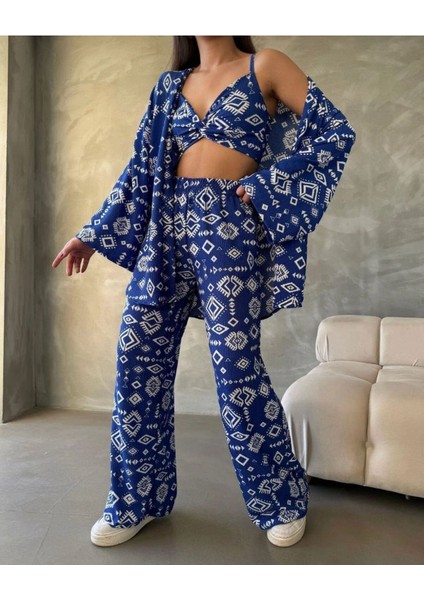 Bürümcük Kumaş Kimono Üçlü Takım