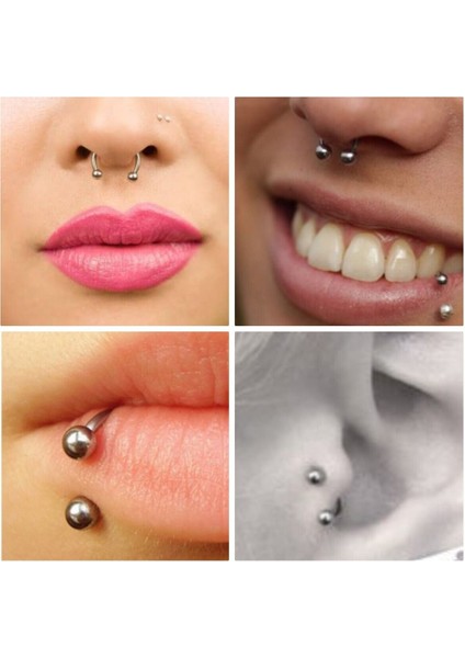 %100 316 L Cerrahi Çelik C Piercing - Top Çapı 3 mm - 1 Adet