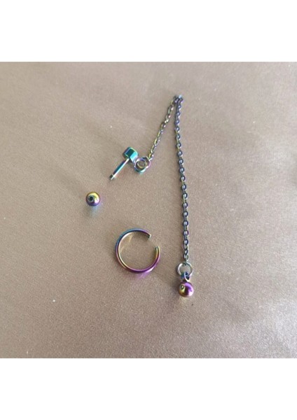 %100 316 L Cerrahi Çelik Zincirli Çiftli Pircing-1 Adet fiyatları