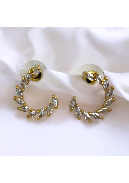 Çelik Gold Renk Zirkon Taşlı Küpe fiyatları