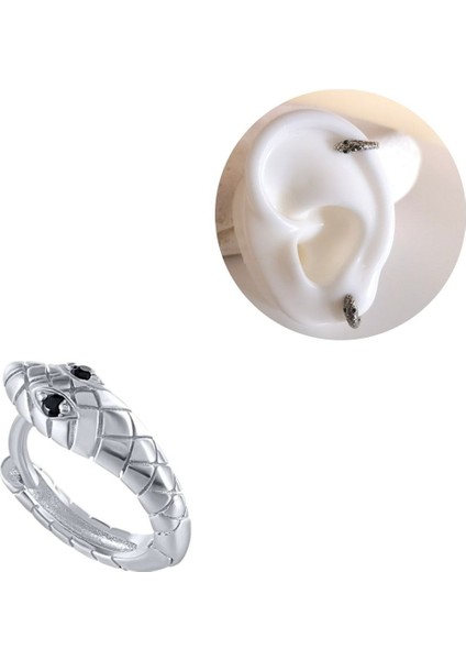 925 Ayar Gümüş Mini Yılan Küpe- Çap 8 mm 1 Adet