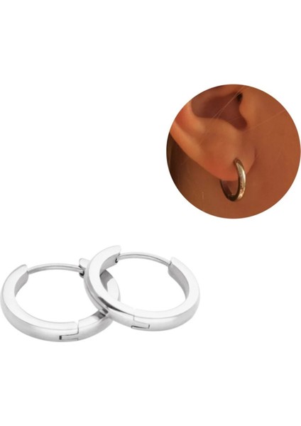 Unisex Gümüş Cerrahi Çelik Halka Küpe Çap 16 mm Kalınlık 2,5 mm