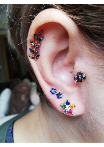 Gold Renkli Zirkon Taşlı Küpe modelleri