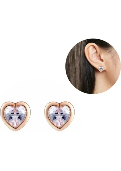 Rosegold Çelik Kalp Küpe-1 çift